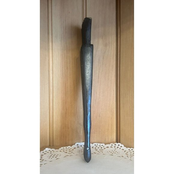 Vintage Black Handheld Wooden Black Folding Fan Hand Painted Floral Pink Roses - Picture 6 of 8